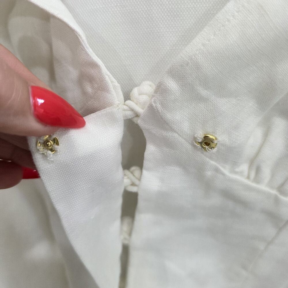 vix paula hermanny Ivory 100% Linen Corset Crop Top Shirt Size Small Minimalist - Picture 8 of 9